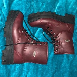 Dark Red Lugz Platform Lace-Up Boots